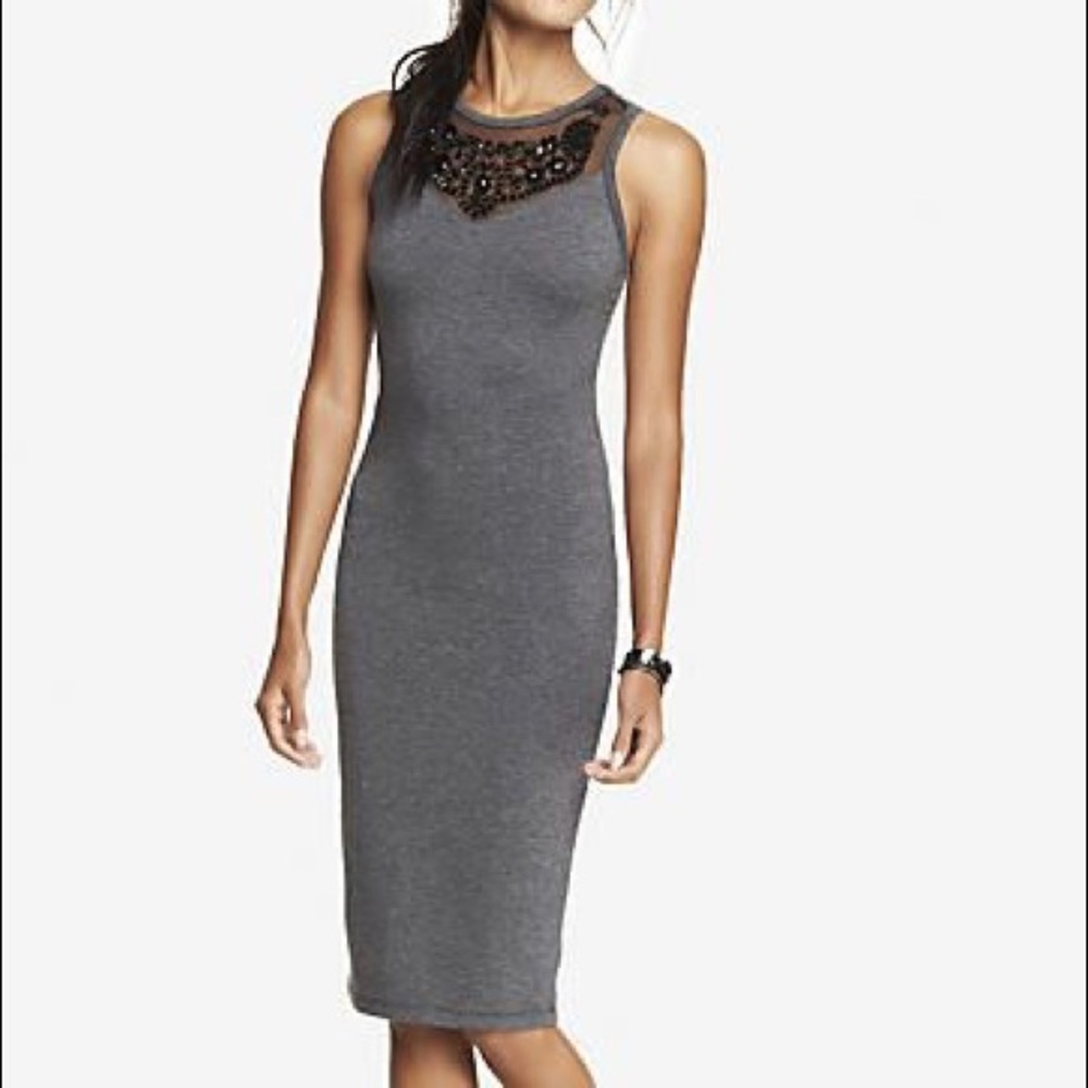 NWT Express Dress Sleeveless Beaded Sequin Midi Length